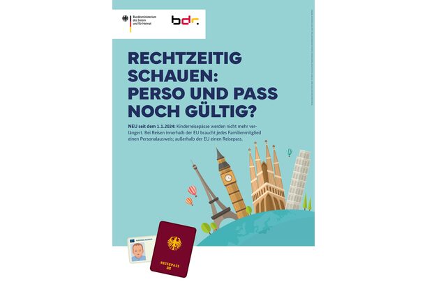 Plakat: Ausweisdokumente für die Reisezeit prüfen