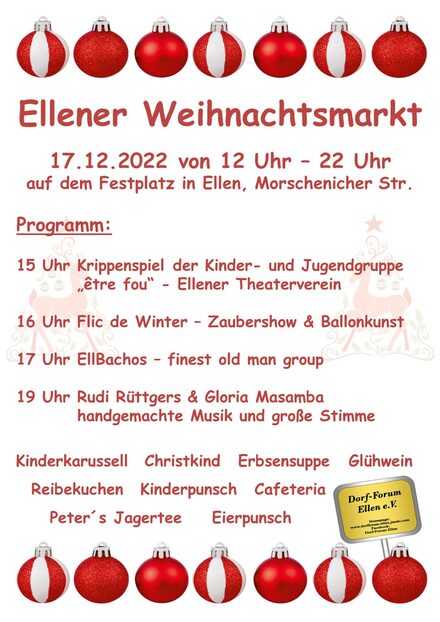 Plakat zum Weihnachtsmarkt in Ellen 2022
