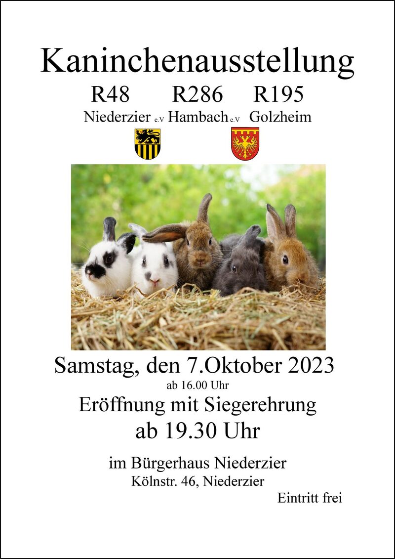 Kaninchenausstellung Kaninchenzuchtverein R48 Niederzier e.V. und R286, R195