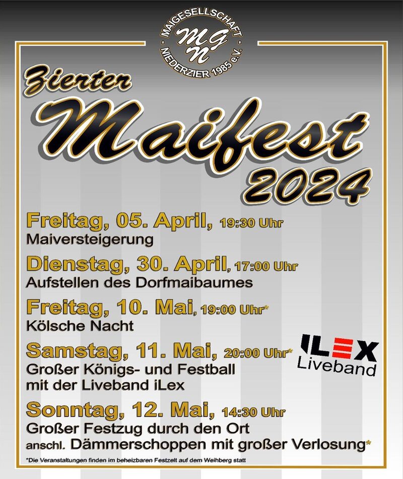 Plakat Maigesellschaft "Maifreunde" Niederzier 1985 e.V.