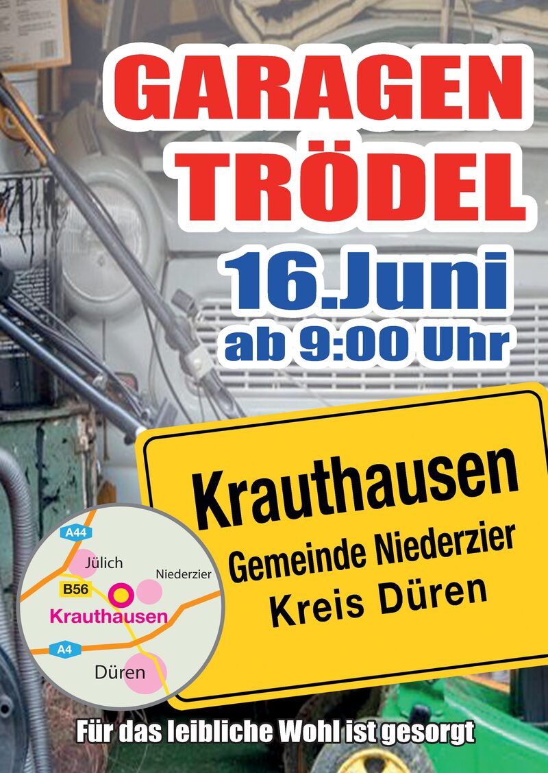 Plakat zum Trödelmarkt in Krauthausen