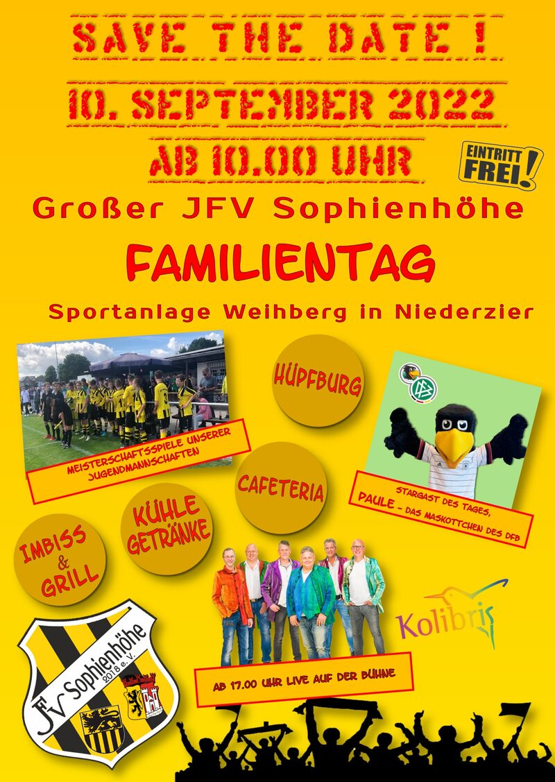 Plakat zum JFV Sophienhöhe Familientag