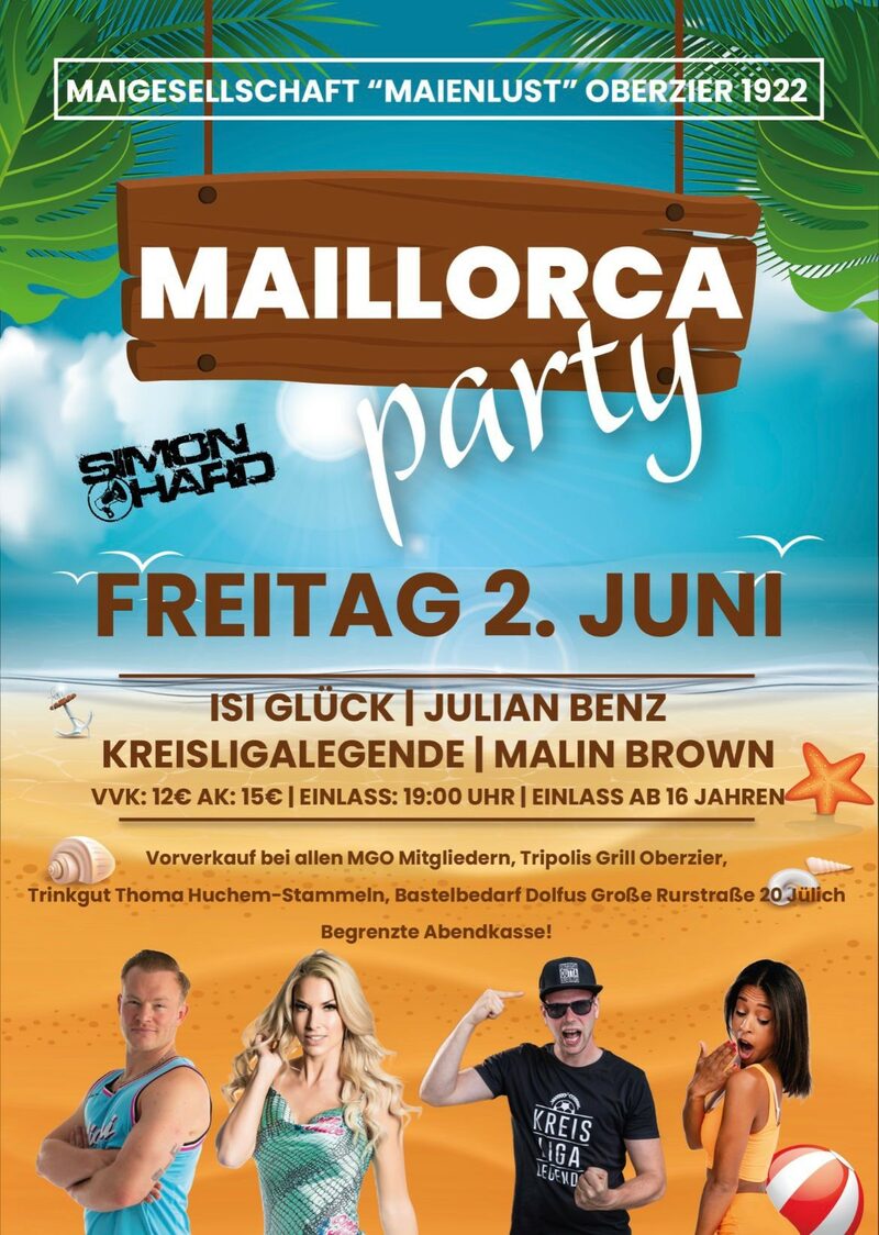 Plakat zur Maillorca-Party